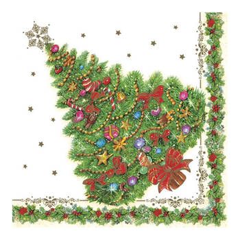 Maki kerst thema servetten - 40x st - 33 x 33 cm - kerstboom - Feestservetten