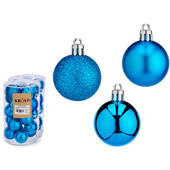 Krist+ kerstballen - 40x stuks - helder blauw - kunststofA -4 cmA - Kerstbal