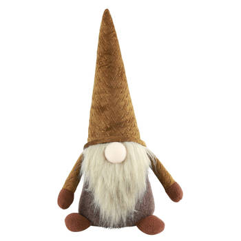 Countryfield pluche knuffel gnome/dwerg - decoratie pop -38 cm - bruin - Kerstman pop