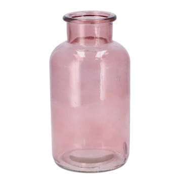 DK Design Bloemenvaas melkbus fles - helder glas oudroze - D10 x H20 cm - Vazen