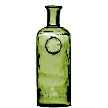 Natural Living Bloemenvaas Olive Bottle - Smaragd groen transparant - glas - D13 x H35 cm - Fles vazen - Vazen