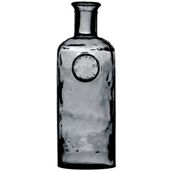 Natural Living Bloemenvaas Olive Bottle - smoke grijs transparant - glas - D13 x H27 cm - Fles vazen - Vazen