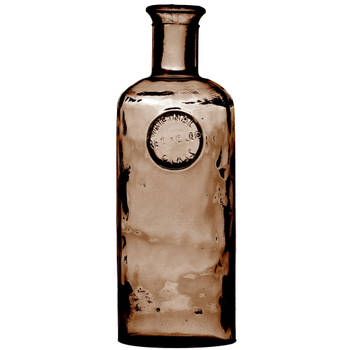 Natural Living Bloemenvaas Olive Bottle - kastanje transparant - glas - D13 x H35 cm - Fles vazen - Vazen