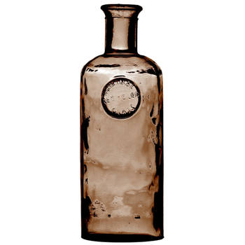 Natural Living Bloemenvaas Olive Bottle - kastanje transparant - glas - D13 x H27 cm - Fles vazen - Vazen