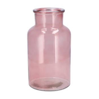 DK Design Bloemenvaas melkbus fles - helder glas oudroze - D15 x H26 cm - Vazen