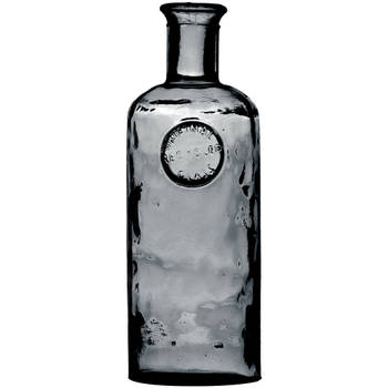 Natural Living Bloemenvaas Olive Bottle - smoke grijs transparant - glas - D13 x H35 cm - Fles vazen - Vazen