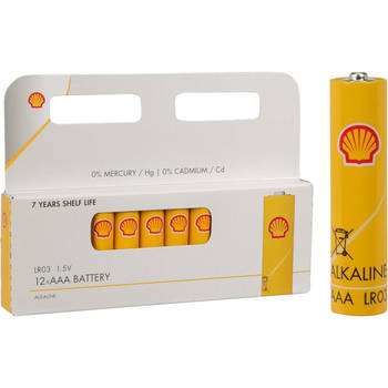Batterijen Shell - AAA type - 12x stuks - Alkaline - Minipenlites AAA batterijen