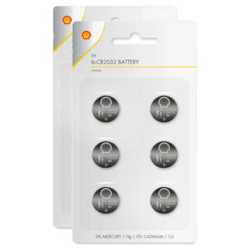 Batterijen Shell knoopcel - CR2032 - 12x stuks - Lithium - Knoopcel batterijen
