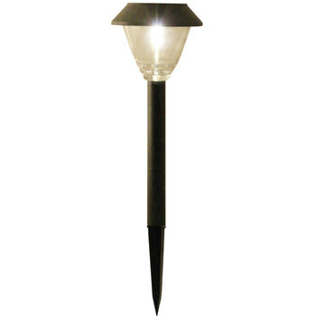 Solar tuinlamp - 1x - antraciet grijs - LED Softtone effect - oplaadbaar - D11,5 x H40 cm - Fakkels
