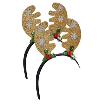 Krist+ kerst haarbanden - 2x - rendier gewei - 22 cm -A kunststof - Verkleedattributen