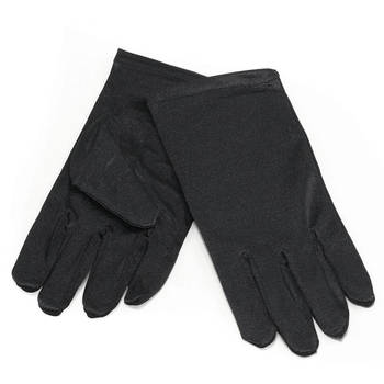Verkleed handschoenen voor kinderen - zwart - polyester - one size - kort model - Verkleedhandschoenen
