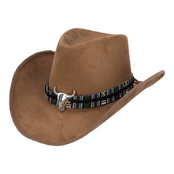 Boland party Carnaval verkleed cowboy hoed Rodeo - bruin - volwassenen - polyester - Verkleedhoofddeksels