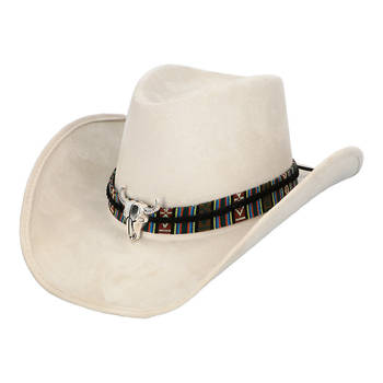 Boland party Carnaval verkleed cowboy hoed Rodeo - creme wit - volwassenen - polyester - Verkleedhoofddeksels