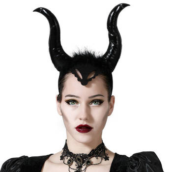 Halloween/horror verkleed diadeem/tiara - grote duivel hoorns - kunststof - dames/meisjes - Verkleedhoofddeksels