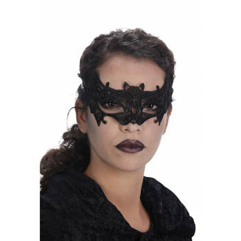 Halloween oogmasker - vleermuis - zwart - kant - voor dames - Verkleedmaskers