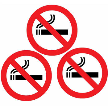Set van 3x stuks sticker verboden te roken 14.8 cm rond - Feeststickers