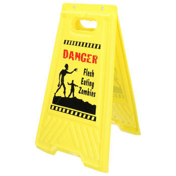 Halloween/Horror waarschuwingsbord - danger zone - geel - H53 x B31 cm - Feestdecoratieborden