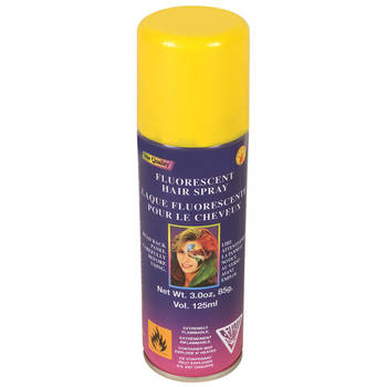 Haarverf/haarspray - neon geel - spuitbus - 125 ml - Carnaval - Verkleedhaarkleuring