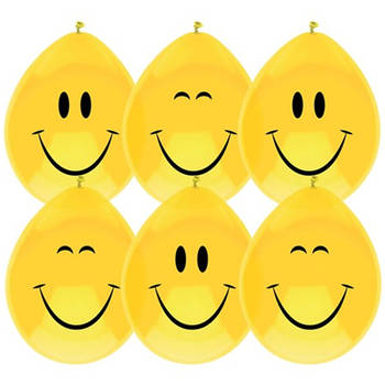 Ballonnen Verjaardag Smiley - geel - 18x stuks - 29 cm - Ballonnen