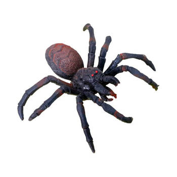 Chaks nep spin 15 cm - zwart/bruin - stretchy tarantula - Horror/griezel thema decoratie beestjes - Feestdecoratievoorwe