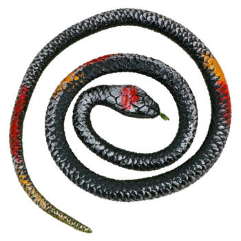 Chaks nep slang 77 cm - zwart/rood - stretchy mamba - griezel/horror thema decoratie dieren - Feestdecoratievoorwerp