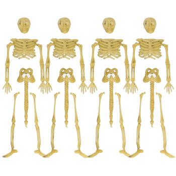 Halloween/Horror skeletjes - 4x - wit - H9 cm - kunststof - Halloween poppen