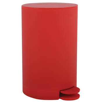 MSV kleine pedaalemmer - kunststof - rood - 3L - 15 x 27 cm - Badkamer/toilet - Pedaalemmers