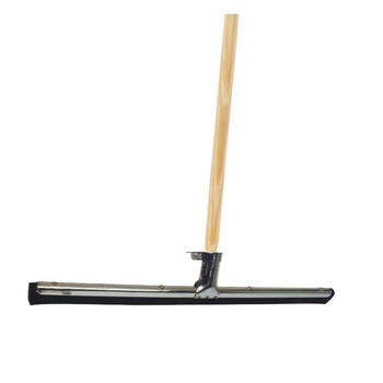 Vloertrekker/douchetrekker voor water metaal/rubber 60 cm met houten steel 150 cm - Vloerwissers