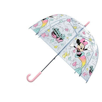 Disney Minnie Mouse paraplu - voor kinderen - licht roze/blauw - D61 cm - Paraplu's