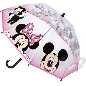 Disney Mickey Mouse en Minnie Mouse kinderparaplu - transparant - D71 cm - Paraplu's