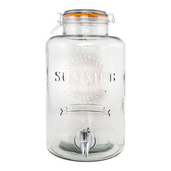 Chaks Drank dispenser/limonadetap - met tapje - 8 liter - glas - H36 x D22 cm - Drankdispensers