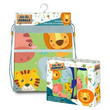 Jungle Kids - Into the jungle lunchbox set kinderen - 3-delig - groen- incl. gymtas/schooltas - Lunchboxen