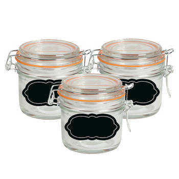 Weckpot/inmaakpot - 4x - 200 ml - glas - met beugelsluiting - incl. etiketten - Weckpotten