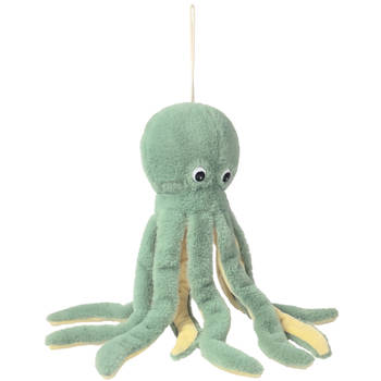 Inware pluche inktvis/octopus knuffeldier - groen - zwemmend - 36 cm - Knuffel zeedieren