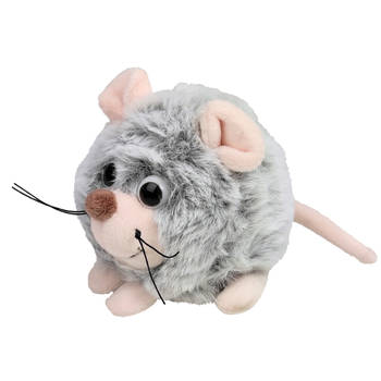 Inware pluche muis knuffeldier - grijs - 9 cm - Knuffel boederijdieren