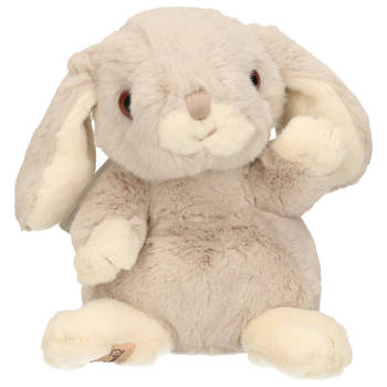 Bukowski pluche konijn knuffeldier - lichtgrijs - zittend - 15 cm - Knuffel huisdieren