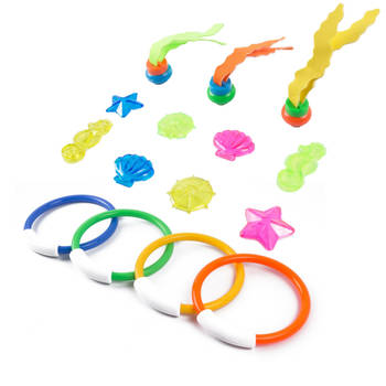 Set van 15x stuks gekleurde duikspeeltjes zwembad speelgoed - Duikspeelgoed