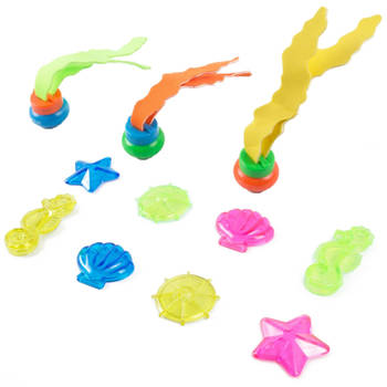 Set van 11x stuks gekleurd zeewier zwembad speelgoed - Duikspeelgoed