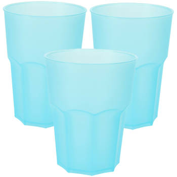 Limonade/drinkbeker kunststof - 4x - blauw - 480 ml - 12 x 9 cm - Bekers