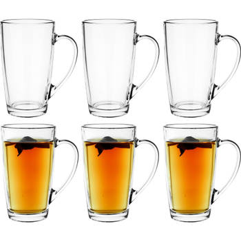 Glasmark Theeglazen/koffie glazen Sheffield - transparant glas - 12x stuks - 440 ml - Koffie- en theeglazen