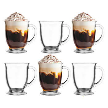 Glasmark Theeglazen/koffie glazen Bristol - transparant glas - 12x stuks - 400 ml - Koffie- en theeglazen