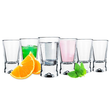 Glasmark Shotglaasjes/borrelglazen Krosno - transparant glas - 6x stuks - 25 ml - Drinkglazen