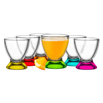 Glasmark Shotglaasjes/borrelglazen - glas - gekleurde onderzijde - 24x stuks - 35 ml - Drinkglazen