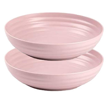 Plasticforte Rond bord/camping - 4x - diep bord - D22 cm - oud roze - kunststof - onbreekbaar - Diepe borden