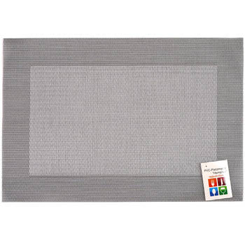 Placemats Hampton - 1x - zilver/grijs - PVC - 30 x 45 cm - Placemats
