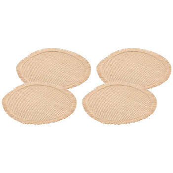 Chaks Placemats - 4x - D38 cm - gevlochten - beige - bohemian style - Placemats