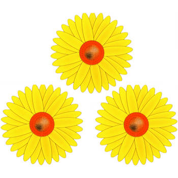 Fruitvliegjes val zonnebloem raamsticker - 9x stickers - geel - diameter 8,5 cm - Ongediertevallen - Ongediertebestrijdi
