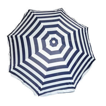 Parasol - blauw/wit - gestreept - D160 cm - UV-bescherming - incl. draagtas - Parasols