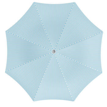 Parasol - lichtblauw/wit - gestreept - D180 cm - UV-bescherming - incl. draagtas - Parasols