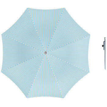 Parasol - Lichtblauw/wit - D160 cm - incl. draagtas - parasolharing - 49 cm - Parasols
